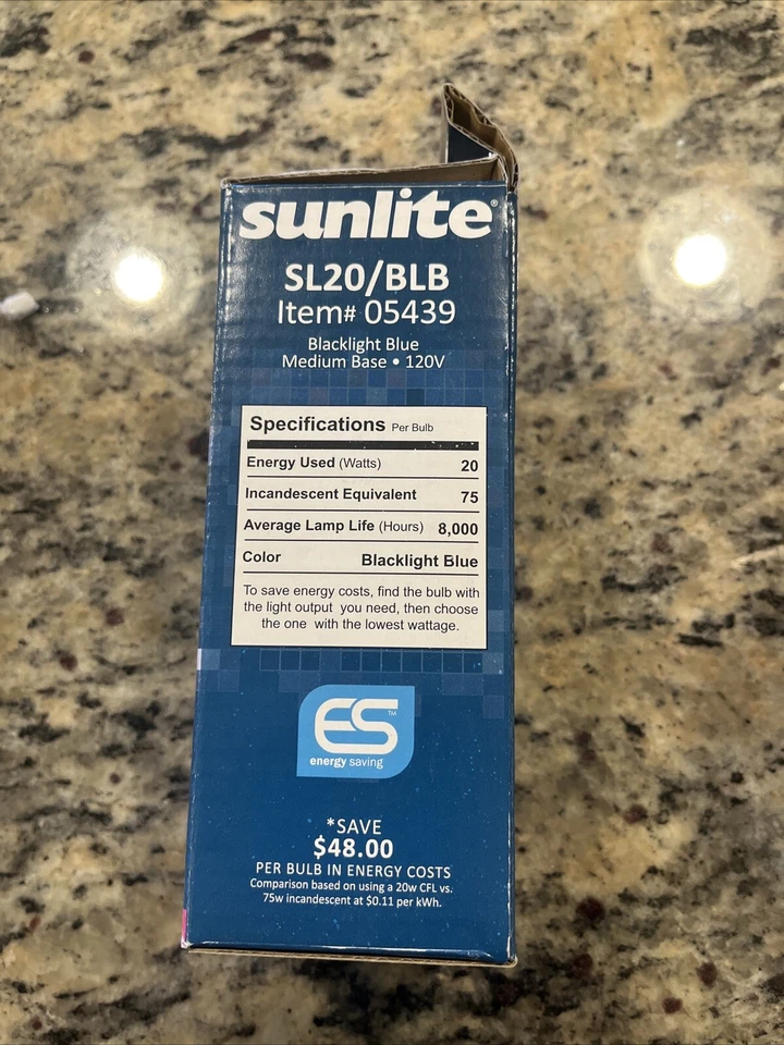 Sunlight 20W UV Black Light Spiral CFL Fluorescent Light Bulb - E26 - 05439 - Image 4 of 4