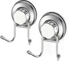 iPEGTOP Strong Suction Cup Hooks Damage Free Stainless Steel Hook 2 Pack