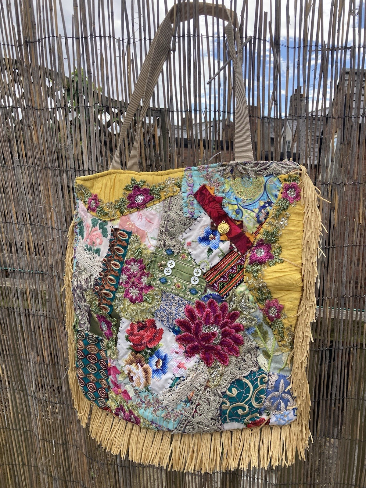 Bag Patchwork Hippy Boho Artisan Handmade Tassels… - image 1