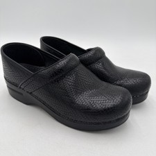 Dansko Twin Pro Clogs Black Tooled Leather Shoes Size 38 US 7.5 Comfort Nurse