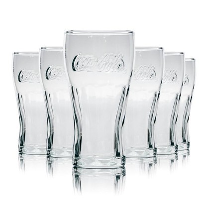 6x Coca Cola Kontur Glas 0,2l Becher Gläser Softdrink Limo Mix Geeicht Gastro