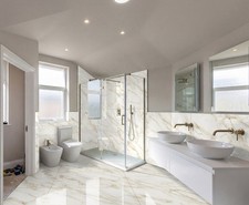 White & Gold Marble Effect 600x1200 Gloss Porcelain Floor/Wall Tiles Sample Cut