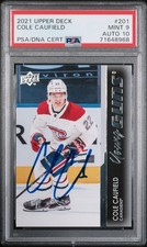 Cole Caufield Signed 2021 Upper Deck Young Guns #201 PSA 9/10 POP 10 None Higher