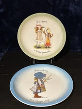VTG SET of 2 Holly Hobbie Decorative Plates 1972 Granny Cottage Core