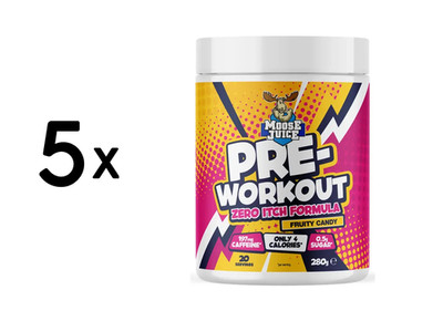 5 x Muscle Moose Pre-Workout Zero Itch Formula (20 Serv) Fruit (78,56 EUR/kg)