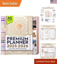 Elegant A5 2025-2026 Planner with Habit Trackers & Gift Box for Organized Living