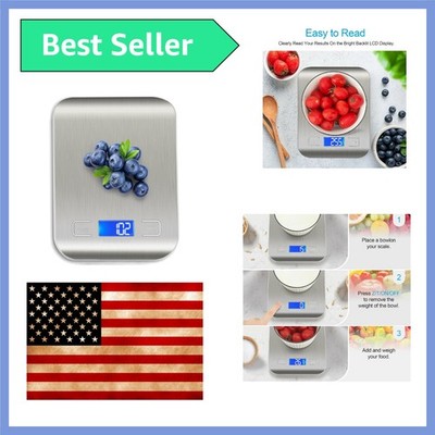 Precision Digital Food Scale - 11lbs, Stainless Steel, Ideal for Cooking & Keto