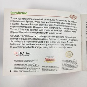 Attack of the Killer Tomatoes (Nintendo NES, 1992) Cartridge & Manual Only
