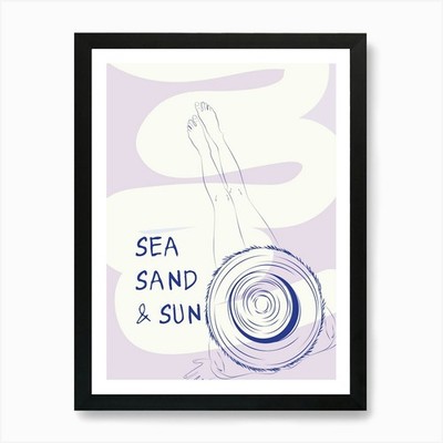 Meer Sand und Sonne Sommer Druck Kunst P gerahmt Wandbild Poster Leinwanddruck Bild