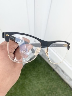 New Ray Ban Clubmaster Oversized RB4175 4175 Black Clear Lens Size 57/16