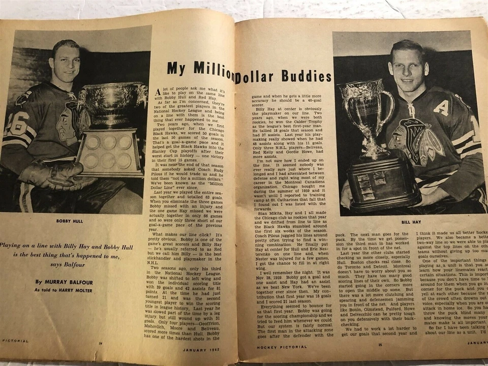 1962 年曲棍球画芝加哥黑鹰 Glenn Hall Bruins PRONOVOST Bobby HULL — 第 2/2 张图片