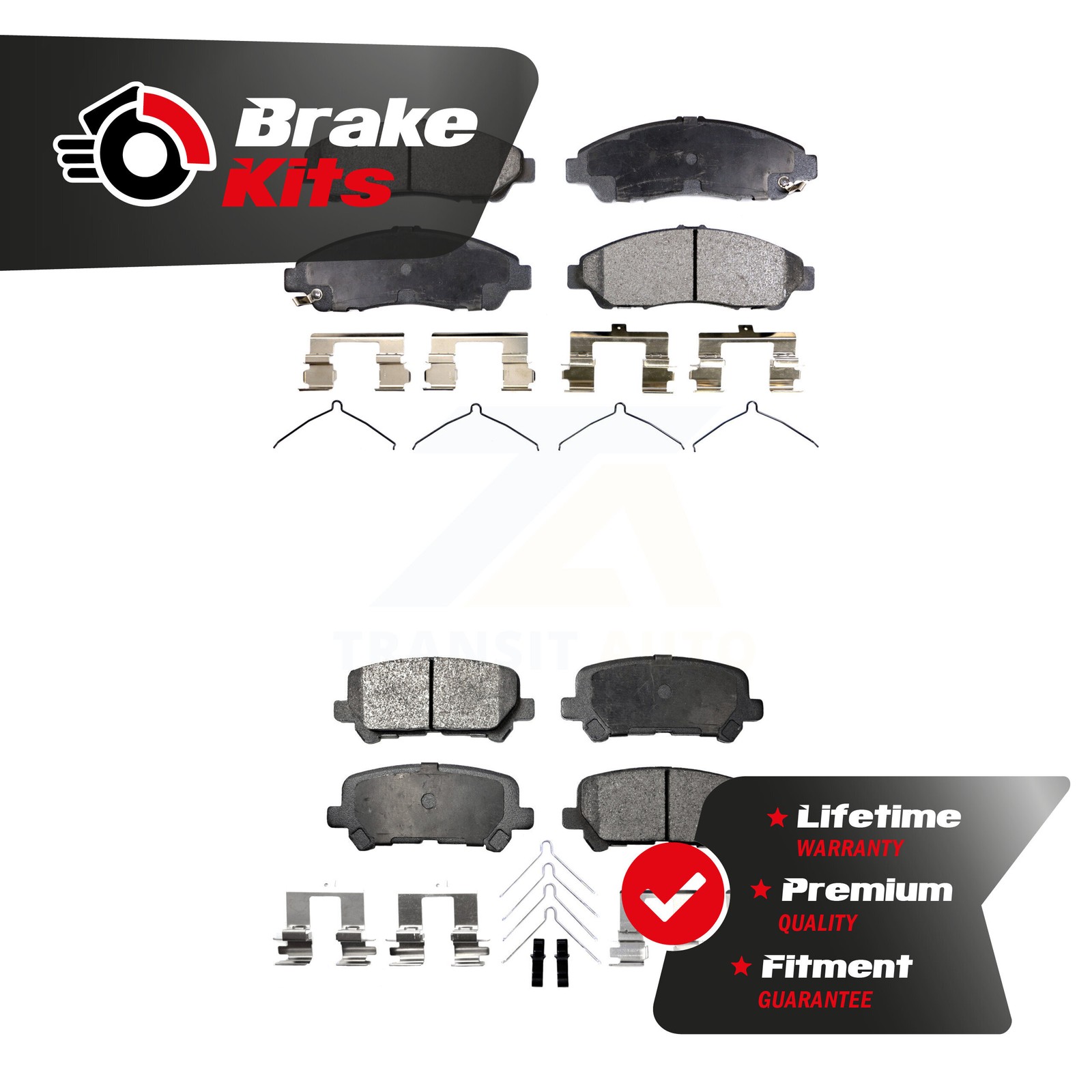 Front Rear Ceramic Brake Pads Kit For 2009-2015 Honda Pilot 2007-2013 Acura MDX