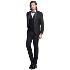 Men Suit for Wedding Party 2 Piece Slim Fit Shawl Lapel 1 Button Tuxedo Winte...