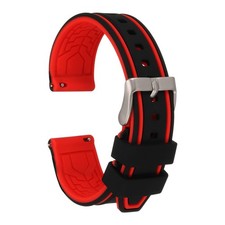 Silicone Watch Bands 20mm Soft Quick Release Watch Bands, Black Red