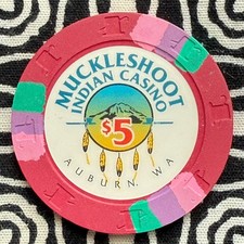 Muckleshoot Indian $5 Auburn, Washington Juegos Poker Casino Chip V829