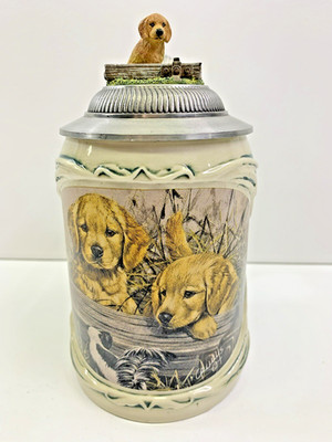 Vintage First Encounters Series Stand-Off Stein Lab Puppies Collectors Mug CUTE