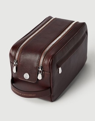 Brunello Cucinelli Calfskin Beauty Case With Double Zipper NEW  1200