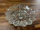 Vintage Federal Glass "Petal Clear" Pattern Handled Serving Dish