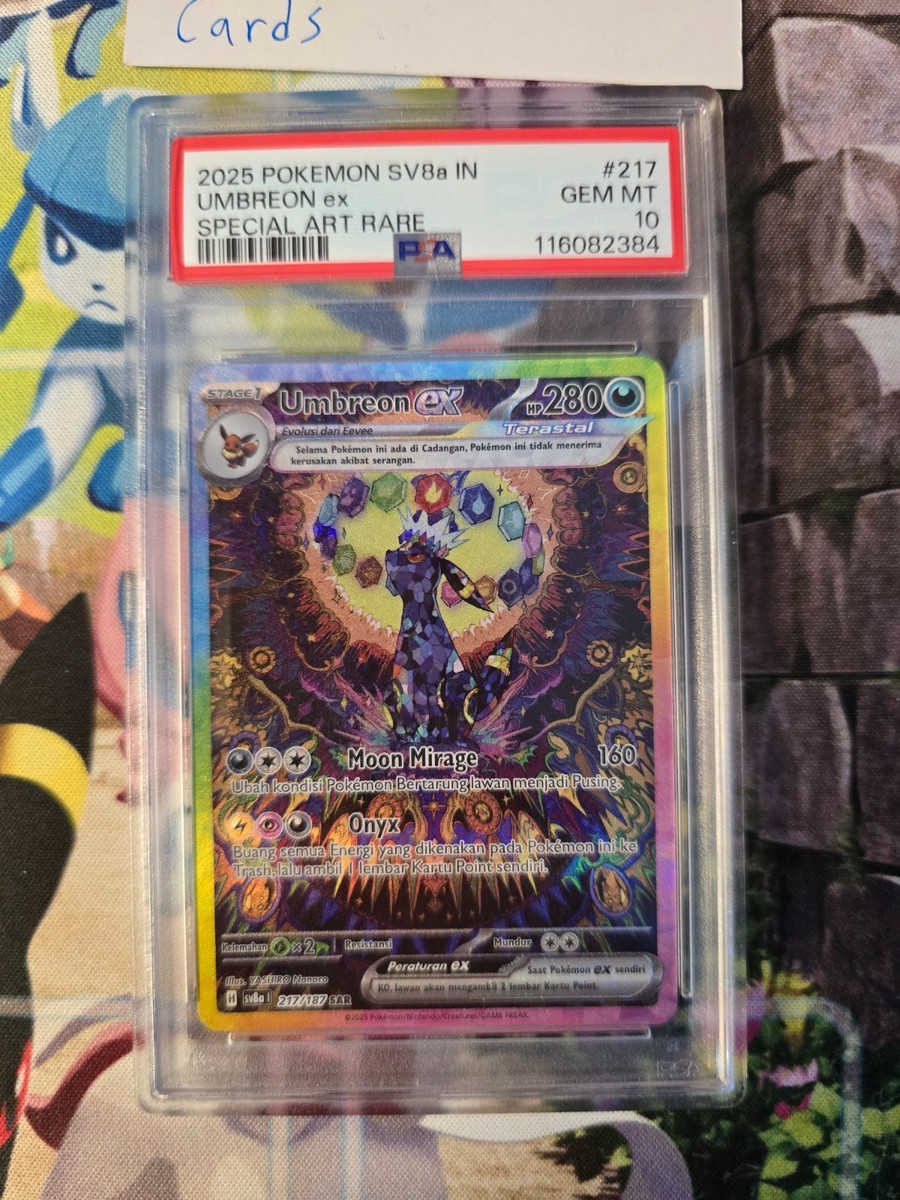 Pokemon TCG Indonesia Umbreon EX SAR PSA 10 SV8a 217/187 GEM MINT