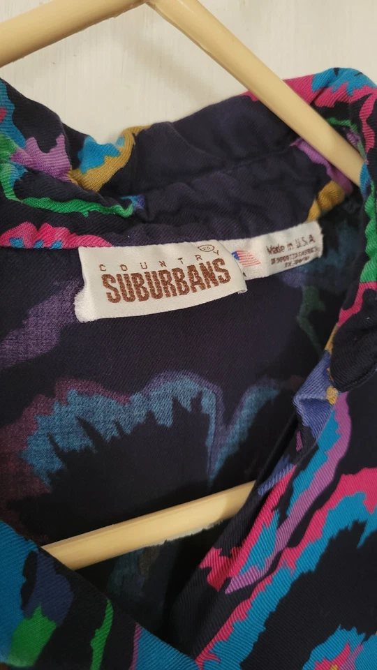 Vintage 80s new wave abstract floral button down blouse - Image 2 of 2