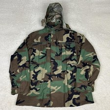 VTG Military Coat Mens Medium Cold Weather Field Woodland Camo M65 Army Golden