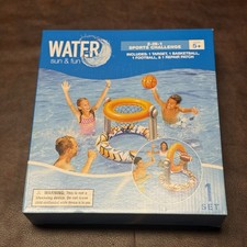 Water Sun Fun 2 in 1 Sports Challenge Basketball and Football Swimming Pool