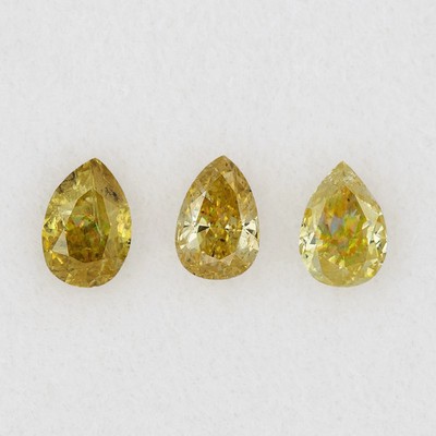 Natural Diamonds Selection: 3pcs Pear Shape 0.47ct Fancy Brown Yellow Set