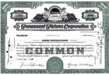 Paramount Pictures Corporation, New York, 1965 (100 Shares)