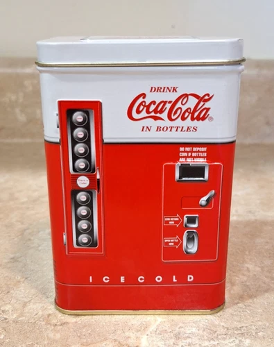 Vintage 1996 Coca Cola Vending Machine Replica Collector's Tin Box 5.25" Tall