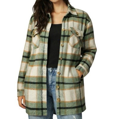 Love Poem Plaid Longline Flannel Shacket Jacket Size L BNWT
