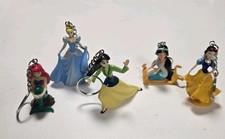 5 Disney Princess Keychain 2"  2.5" Snow White Mulan Jasmine Cinderella ArielL