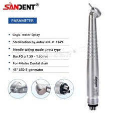 SANDENT Dental 45 Degree LED E-generator High Speed Handpiece Push 4 Holes uk