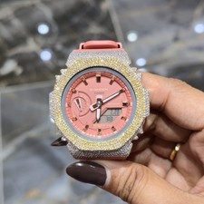 Authentic Casio G-SHOCK GA2100 Custom Iced Out Watch – Two-Tone | Pink Band