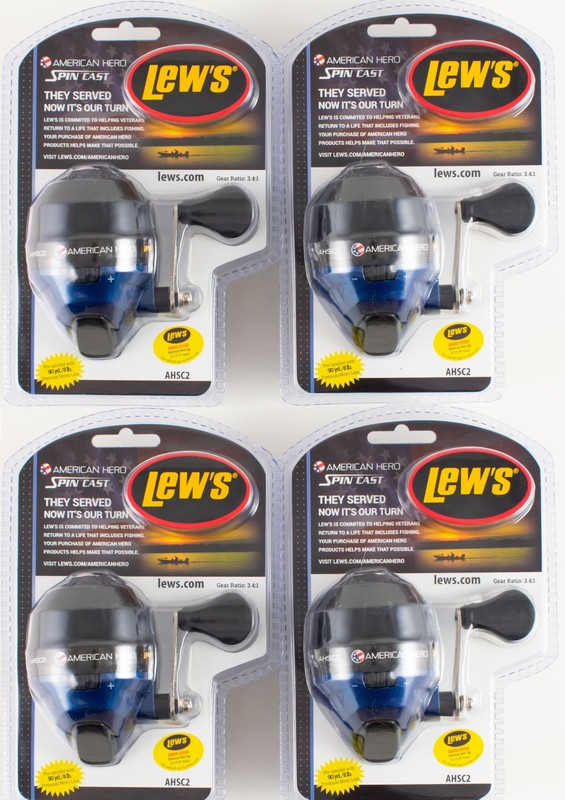 (LOT OF 4) LEW'S AMERICAN HERO SPEED CAST AHSC2C 3.4:1 SPINCAST REEL CLAM PACK