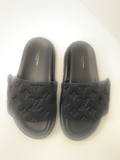 Louis Vuitton Black Logo Quilted Slide Sandals US size 7