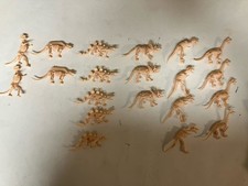 Lot Of 20 Beige Rubber Dinosaur Skeletons Assorted T Rex Triceratops Stegosaurus