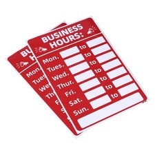 Business Hour Sign, 2pcs PVC Operation Hour Sticker Door Decor, Red