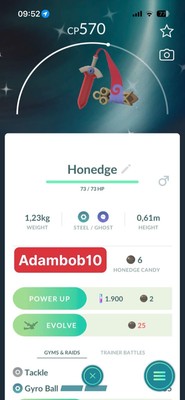 Pokémon Go - Shiny Honedge - Mini PTC or Trade 500K / 1 Million Stardust