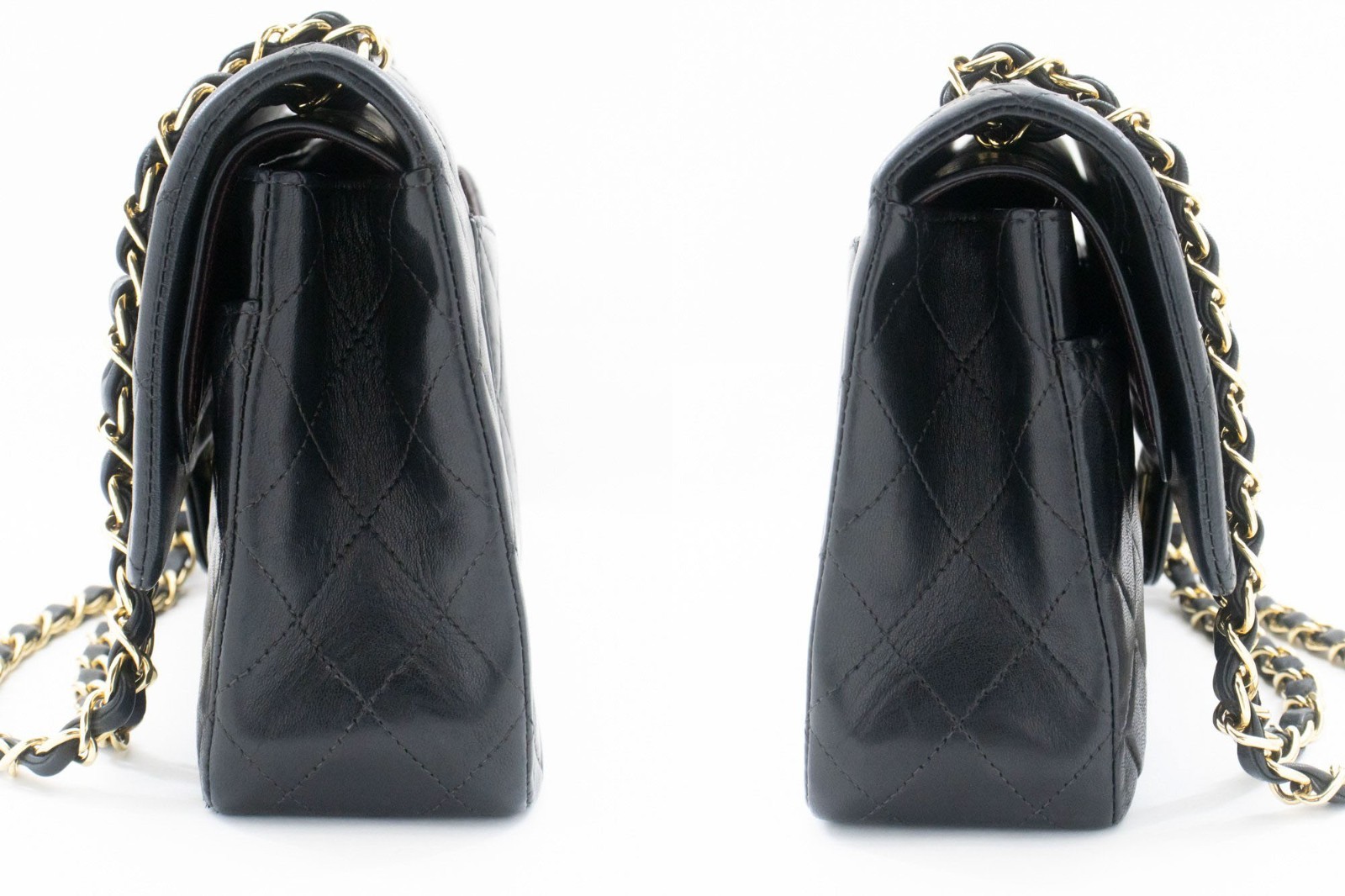 ad1 CHANEL Authentic Classic Double Flap Square Chain Shoulder Bag Black Lamb image 5