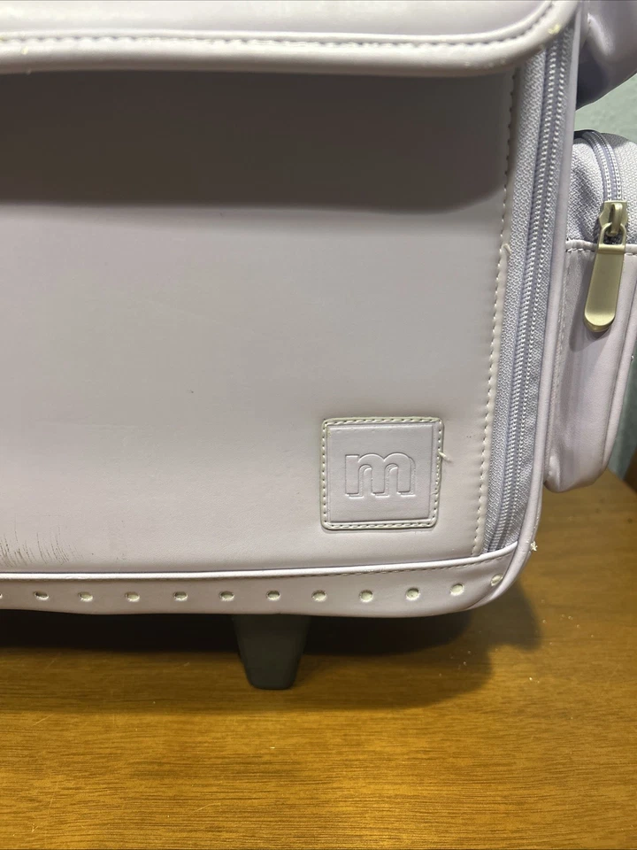 Making Memories Purple Rolling Travel Tote Bag Pockets Dividers Polka Dot Lined - Image 2 of 4