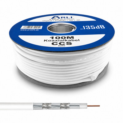 100m Sat Kabel Koaxialkabel max. 135dB geschirmt Antennenkabel HD DVB S2 C2 T2