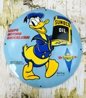 VINTAGE Dome SUNOCO OIL DONALD DUCK DISNEY MOTOR PORCELAIN GAS STATION PUMP SIGN