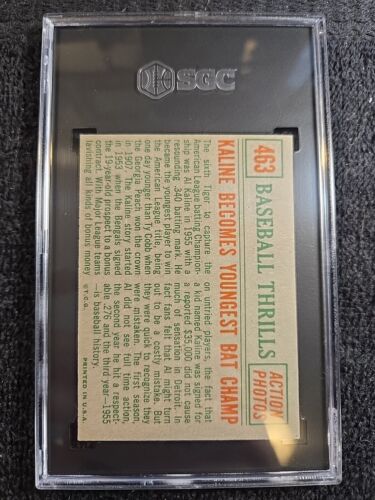 1959 AL KALINE SGC 7 NM Topps #463 Kaline Becomes Baseball Thrills HOF ~ 1stB.org - Foto 3 di 6