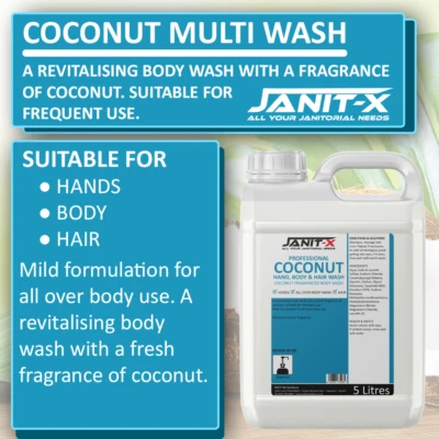 Janit-X Coconut Hand, Body & Hair Wash 5 litre - Bulk Buy Canteen, Nursing Homes
