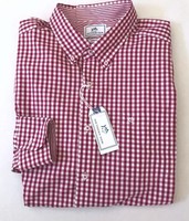 Southern Tide Extra Large Men's Sangria Checked Cotton Button Down Shirt Xl Southern Tide Extra Large Men's Sangria Checked Cotton Button Down Shirt Xl