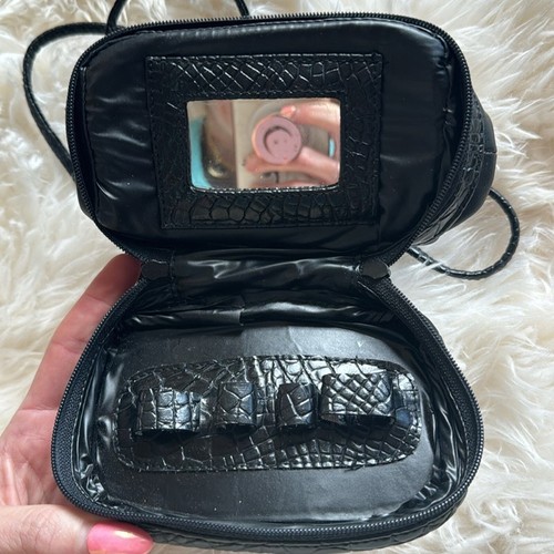 Unique Black Mini crossbody top handle bag croc leather McQueen leiber style - Picture 5 of 16
