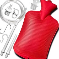 Home Enema Douche Kit Hot Water Bottle Bag 2 Quart Capacity Reusable Red New