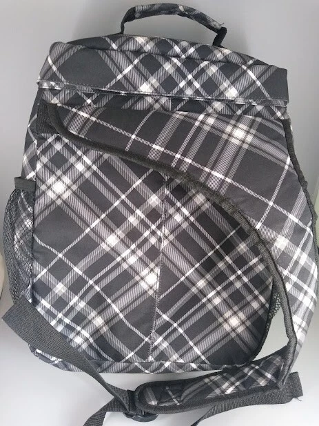 Mochila cruzada Thirty One 31 Hostess Negra Pick Me Plaid Laptop Travel Baby Foto 4 de 4