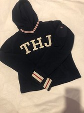 JUNIOR YOUTH TOMMY HILFIGER BLUE FLEECE HOODED T SHIRT SzXS LOGO