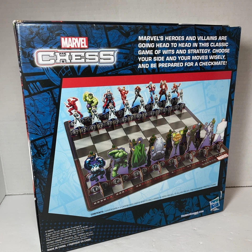 Marvel Avengers Chess Board Game Ironman Thor Black Widow Hasbro 100% Complete - Image 3 of 4